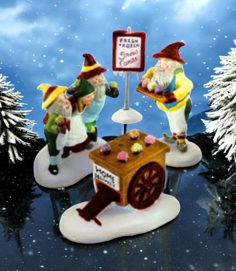 Vintage 1994 Dept. 56 “SNOW CONE ELVES” Heritage Village #5637-5 Retired